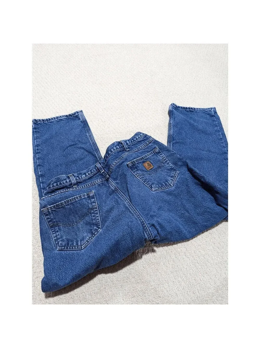 Carhartt Men's Blue Wash Mid-Rise Flannel Lined Jeans Size 38/30